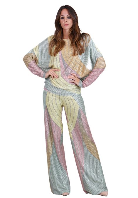 PANTALONE WIDE LEG IN MICROPAILLETTES STAMPATO CIRCUS HOTEL | Pantaloni | H4WD20PRT01